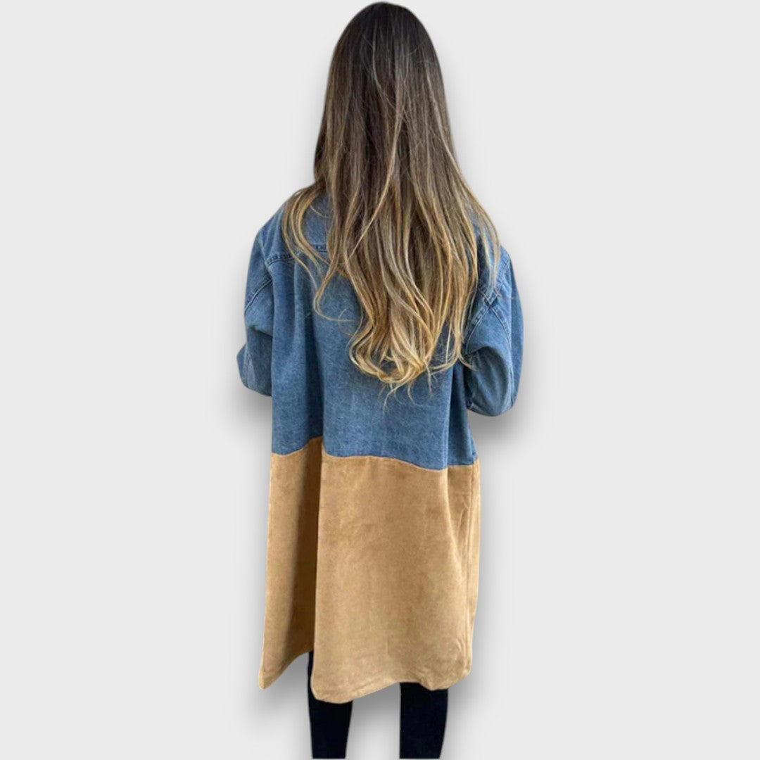 Ariana – Chaqueta de denim y terciopelo artificial
