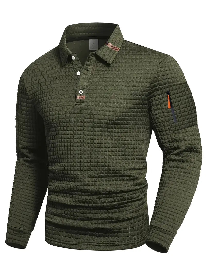 | POLO À MANCHES LONGUES TEXTURÉE