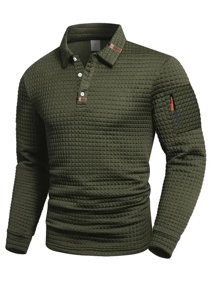 | POLO À MANCHES LONGUES TEXTURÉE