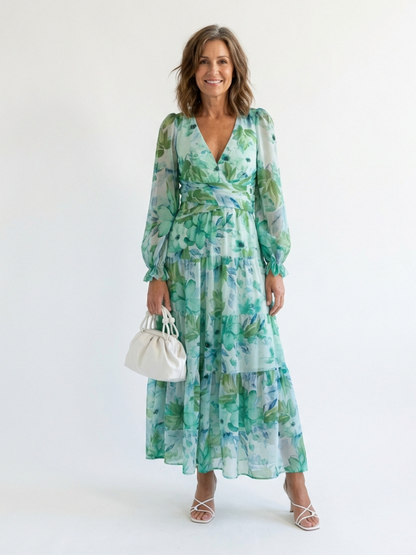 | Robe Maxi Fleurie a Manga Larga Althea