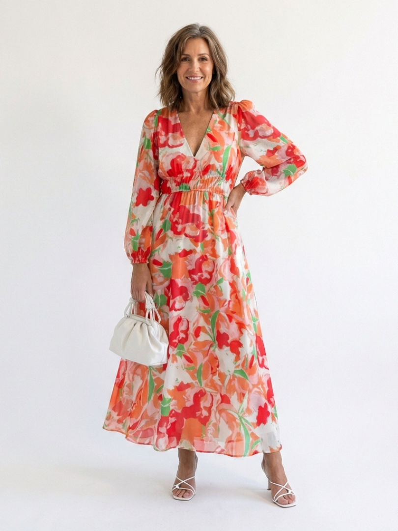 | Robe Maxi Fleurie a Manga Larga Althea