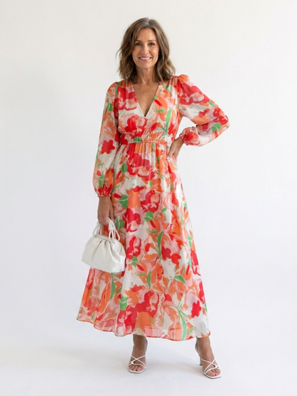 | Robe Maxi Fleurie a Manga Larga Althea