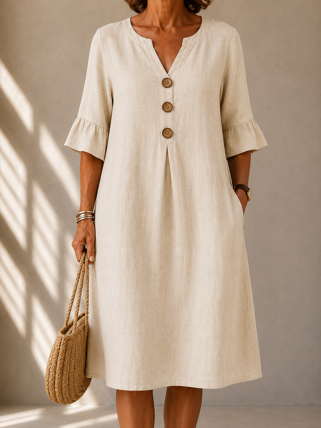 | Robe Botonnée Pli Creux Charlotte