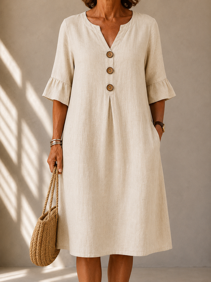 | Robe Botonnée Pli Creux Charlotte