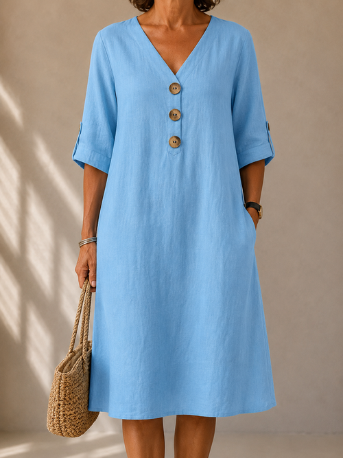 | Robe Botonnée Manches Ajustables Marie