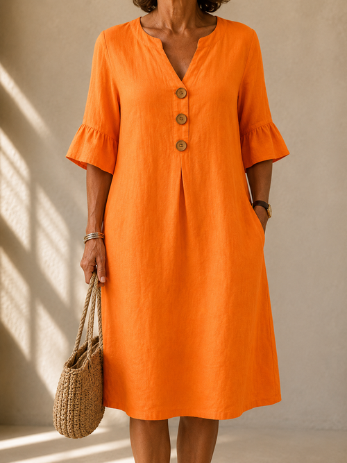 | Robe Botonnée Col V Mathilde