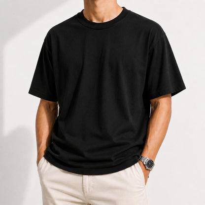 Camiseta Casual de Algodón 100% Pesado de Corte Regular