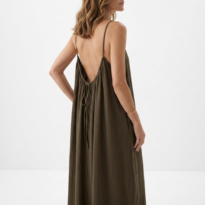 Dorsale™ — Vestido Maxi Espalda Descubierta Tirantes con Lazo