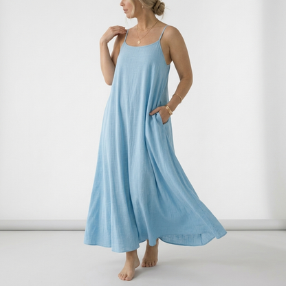 Dorsale™ — Vestido Maxi Espalda Descubierta Tirantes con Lazo