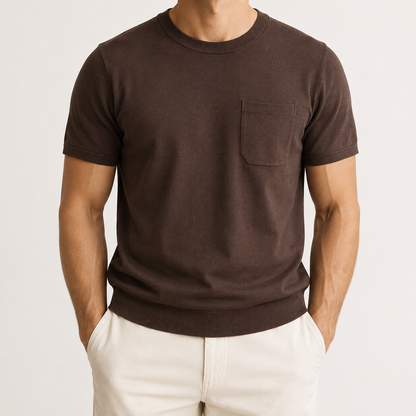 Camiseta Slim Fit con Bolsillo en el Pecho de Algodón 100% Peinado
