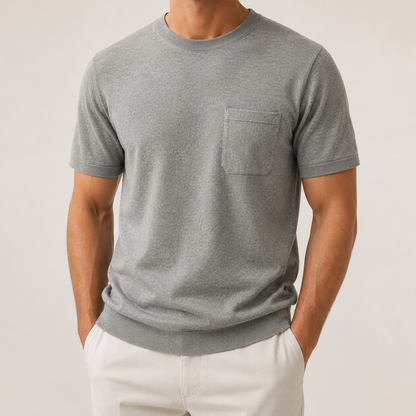 Camiseta Slim Fit con Bolsillo en el Pecho de Algodón 100% Peinado