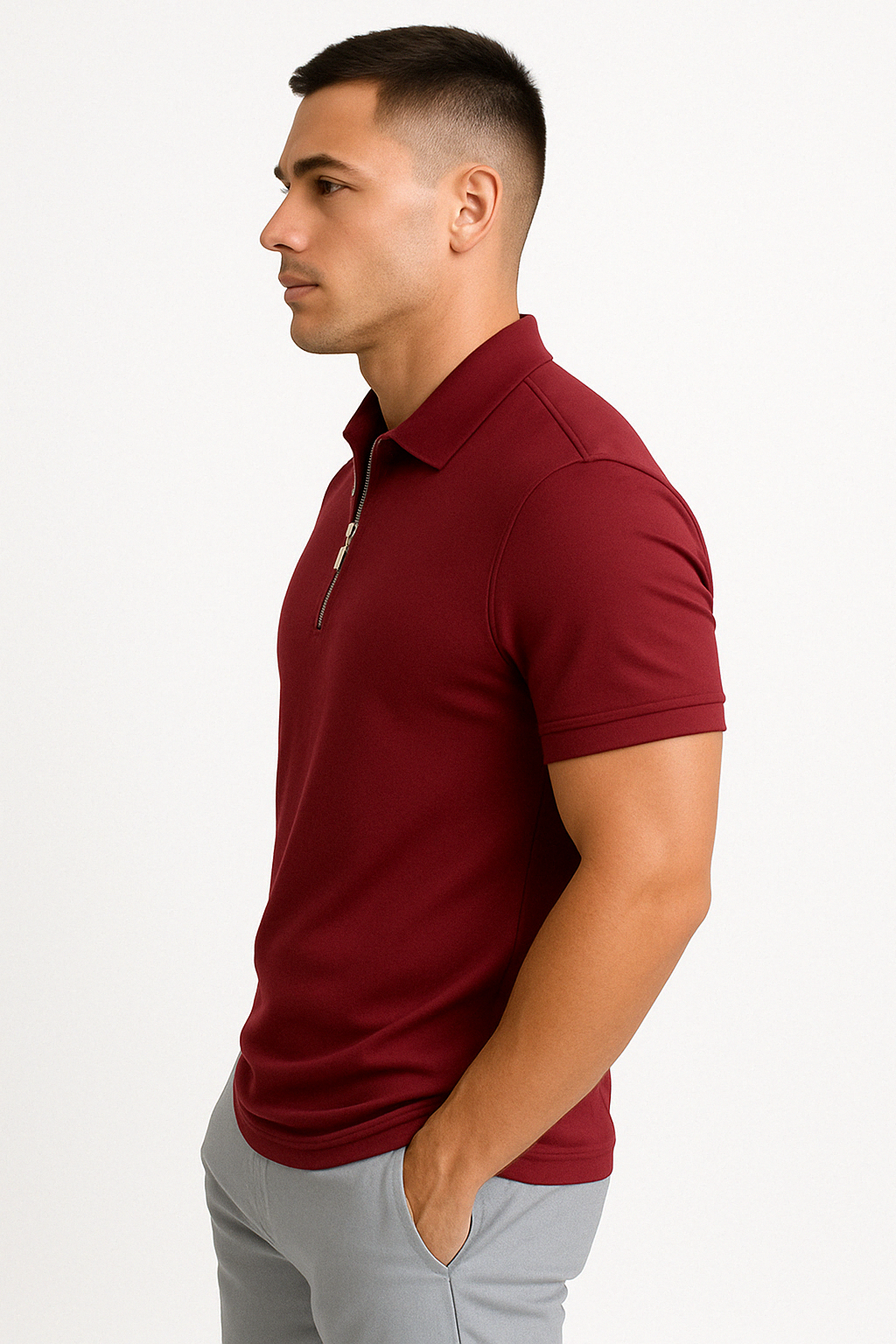 | POLO MODERNE AVEC ZIP MI-HAUT