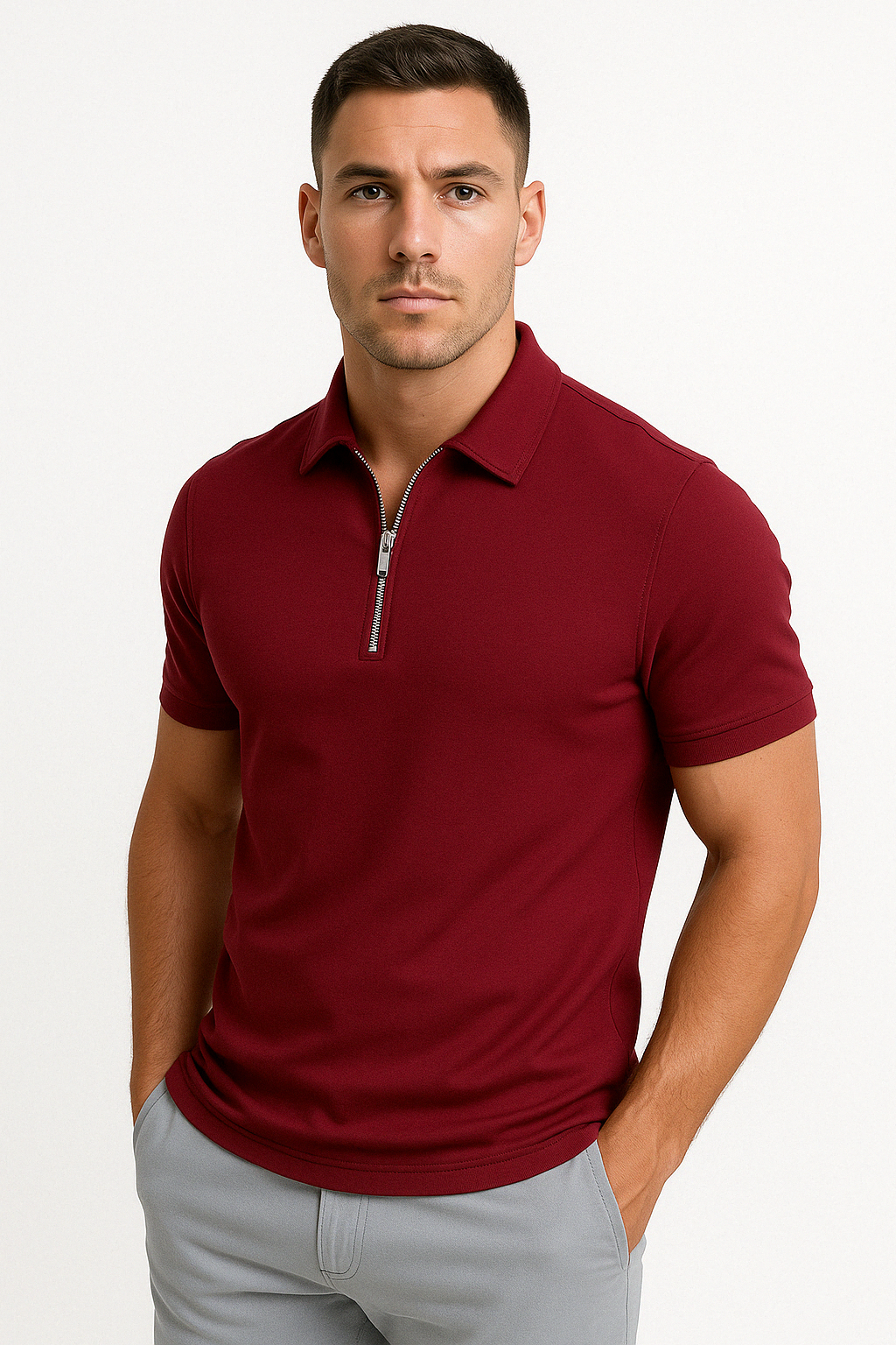 | POLO MODERNE AVEC ZIP MI-HAUT