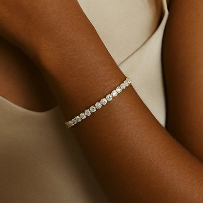 Pulsera de Tenis Chapada en Oro con Moissanita