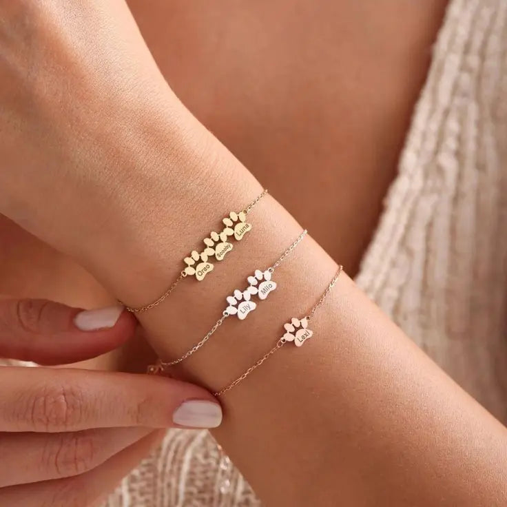 Pulsera de Nombre con Huellas Personalizada