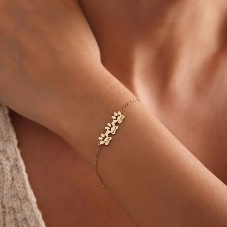 Pulsera de Nombre con Huellas Personalizada