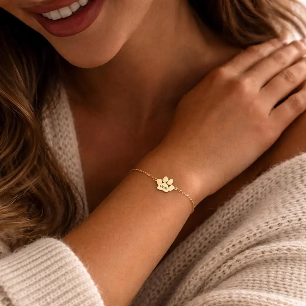 Pulsera de Nombre con Huellas Personalizada