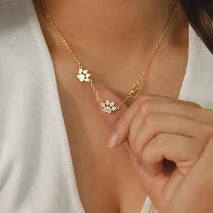 Collar de Nombre con Huellas Personalizado – Huellas Separadas