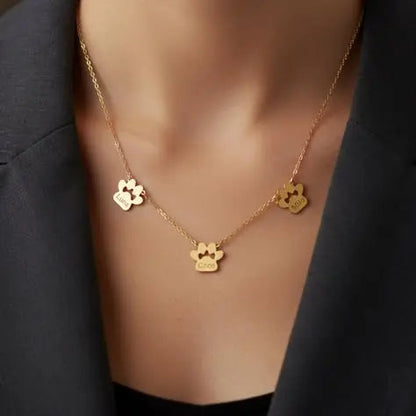 Collar de Nombre con Huellas Personalizado – Huellas Separadas