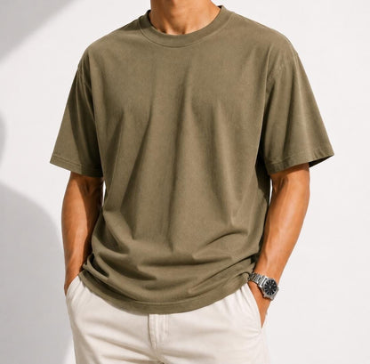 Camiseta Casual de Algodón 100% Pesado de Corte Regular