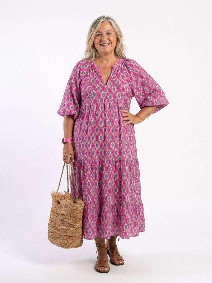 | Robe midi a mangas trois quarts Apolline