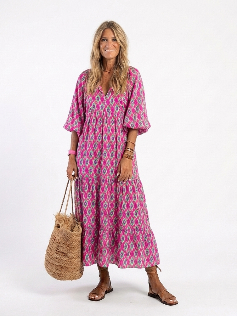 | Robe midi a mangas trois quarts Apolline
