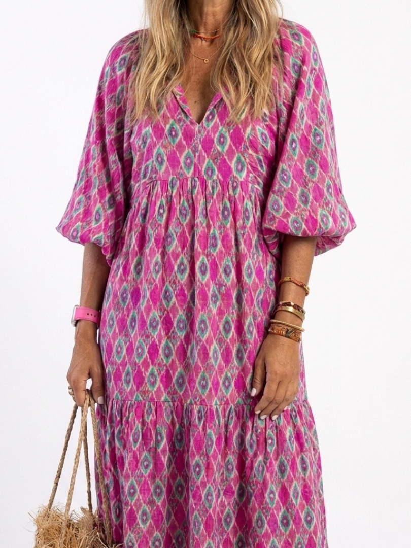 | Robe midi a mangas trois quarts Apolline