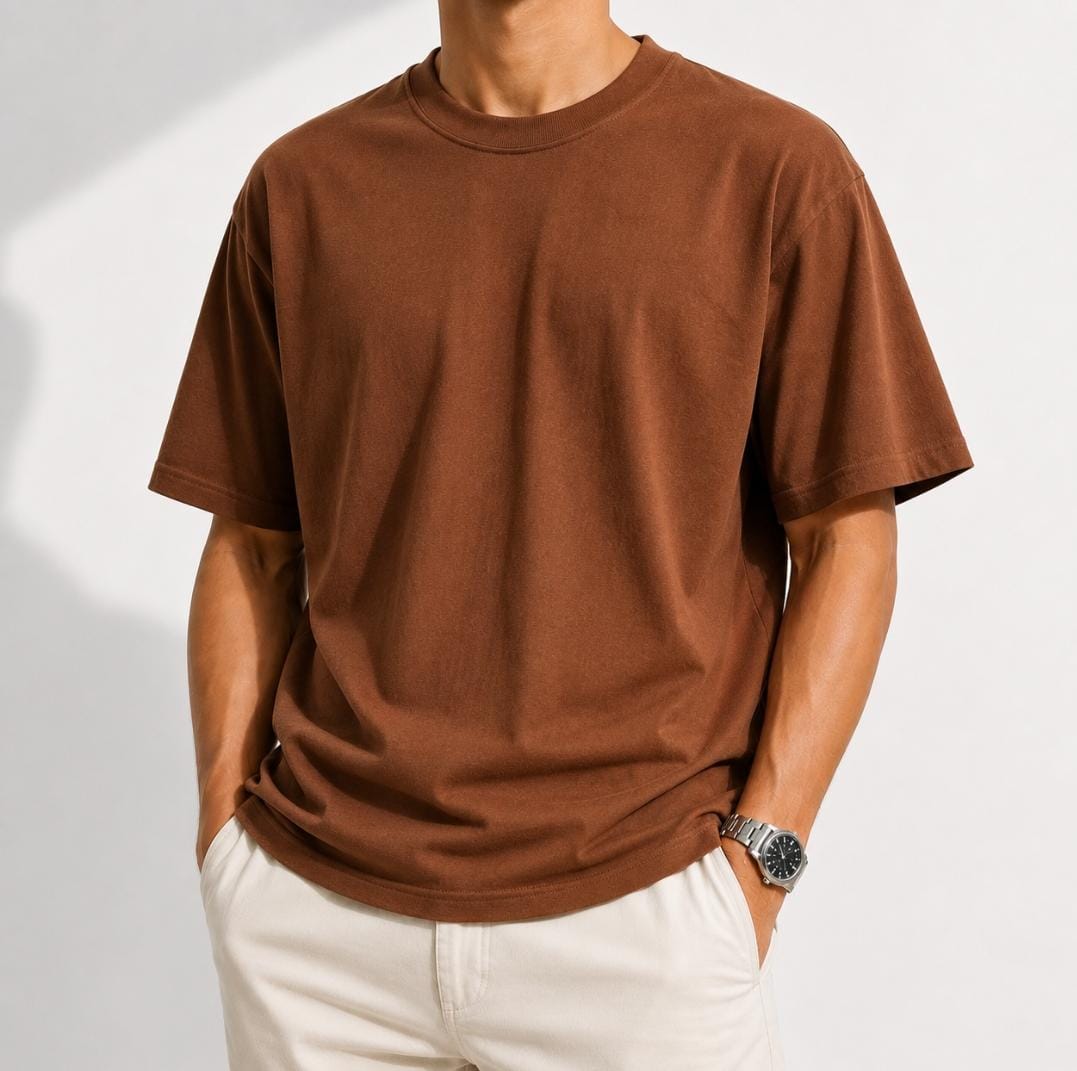 Camiseta Casual de Algodón 100% Pesado de Corte Regular