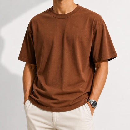 Camiseta Casual de Algodón 100% Pesado de Corte Regular