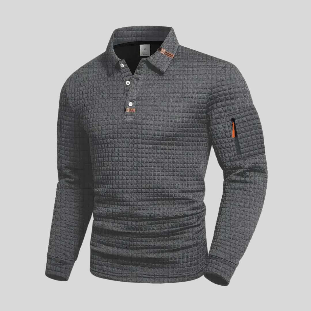 | POLO À MANCHES LONGUES TEXTURÉE