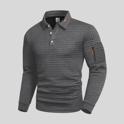 | POLO À MANCHES LONGUES TEXTURÉE