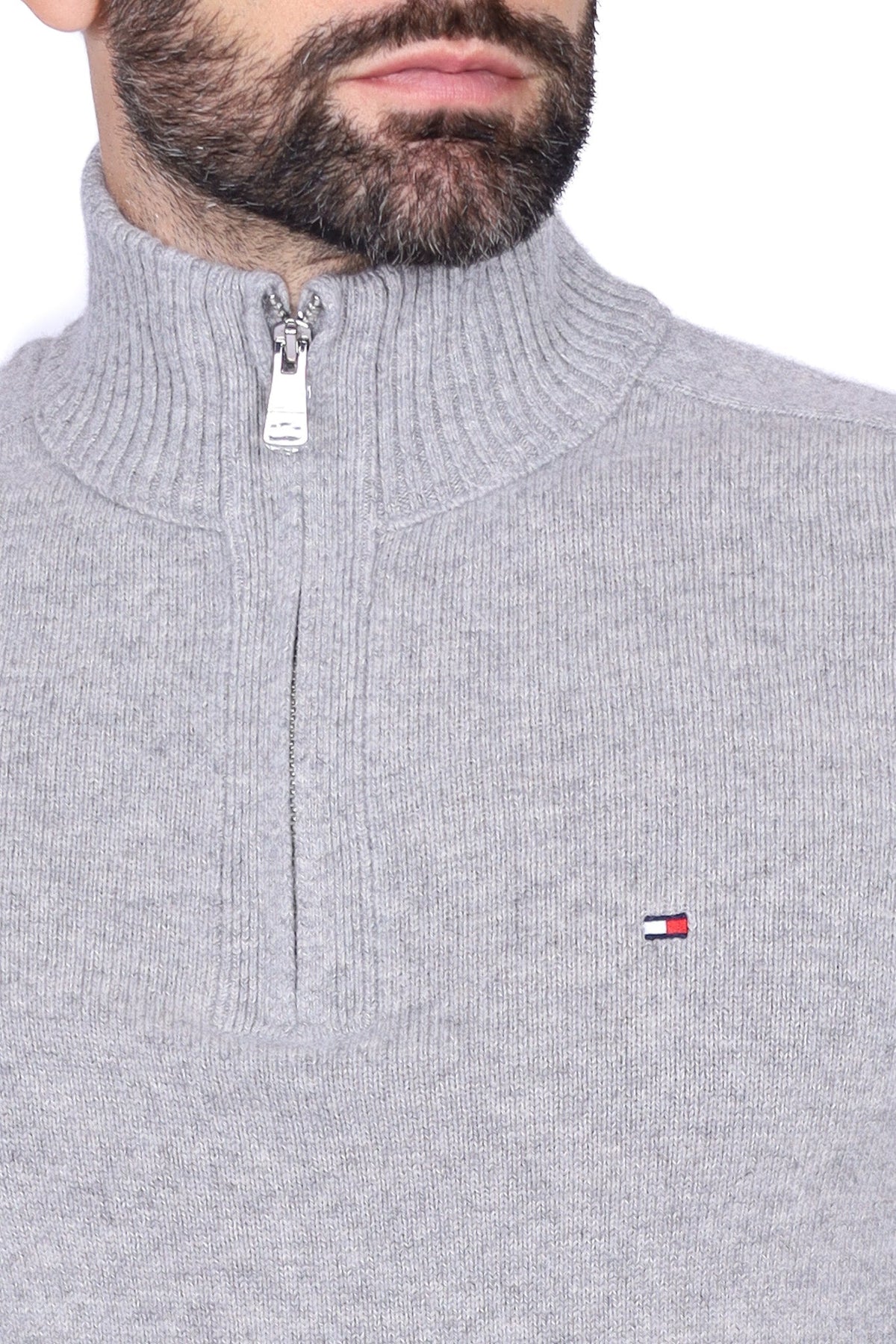 Kyril – Jersey Hombre Cuello Alto Cremallera Gris