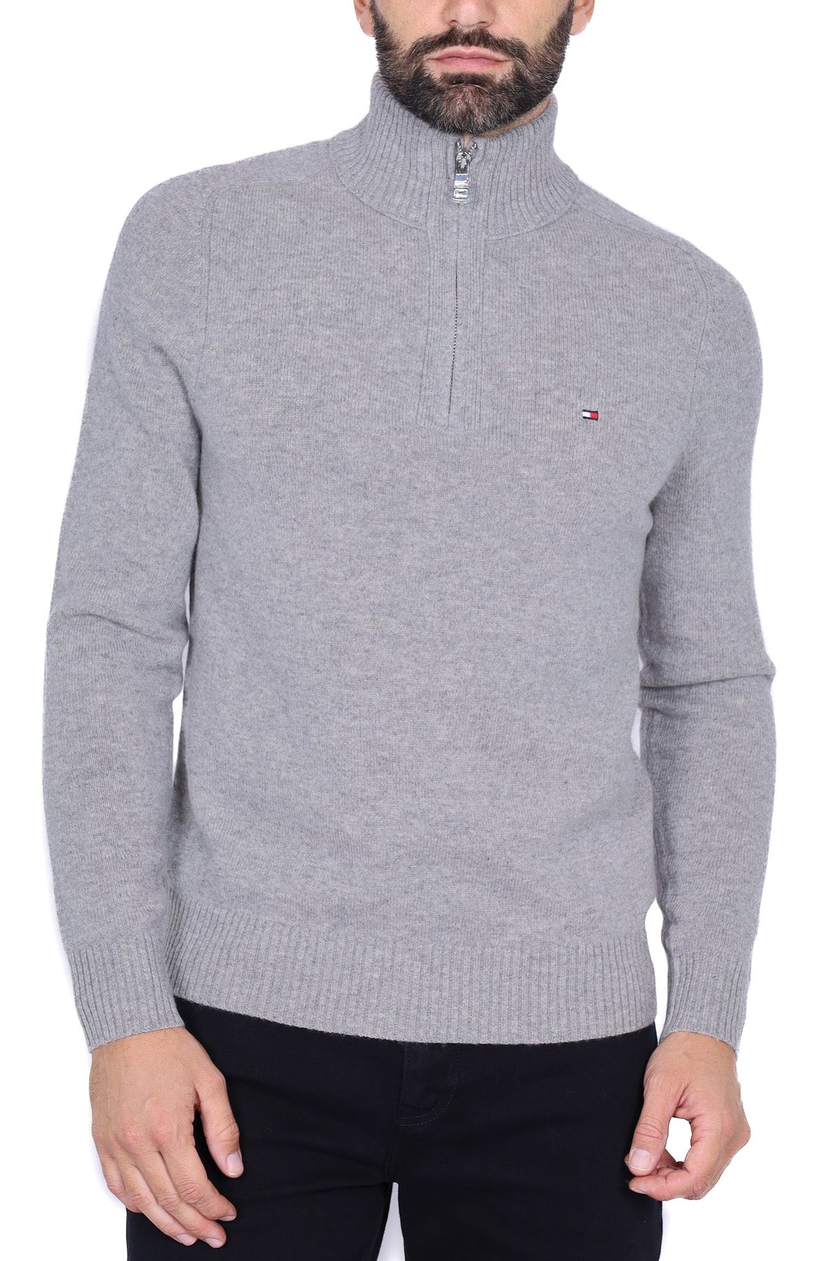 Kyril – Jersey Hombre Cuello Alto Cremallera Gris