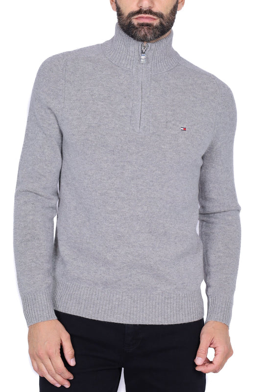 Kyril – Jersey Hombre Cuello Alto Cremallera Gris