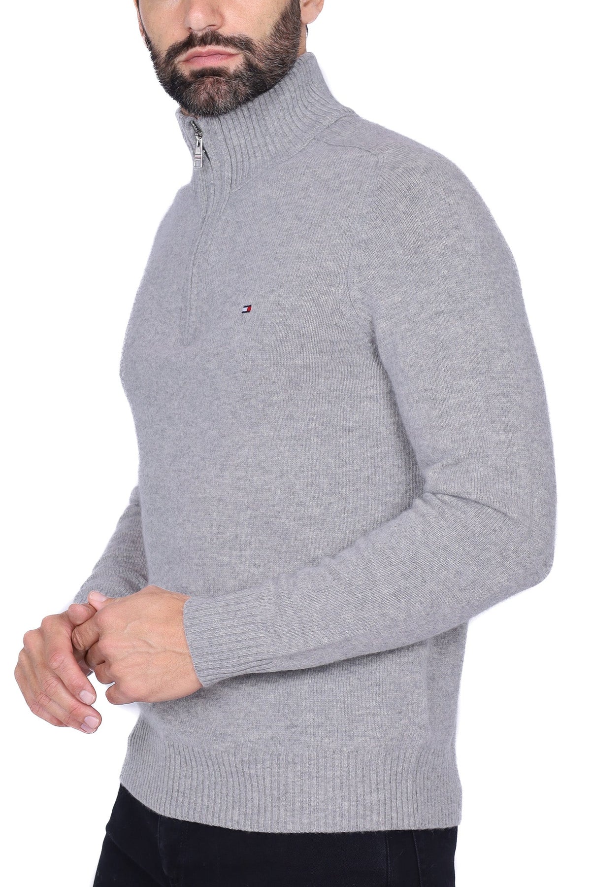 Kyril – Jersey Hombre Cuello Alto Cremallera Gris
