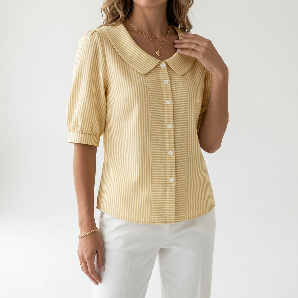 Zélie™ — Blusa de Mangas Abullonadas a Rayas