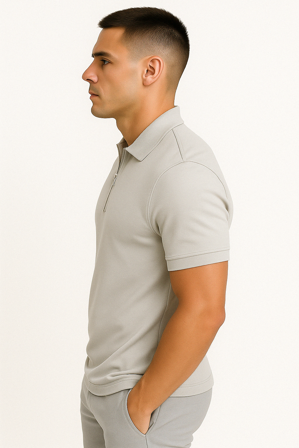 | POLO MODERNE AVEC ZIP MI-HAUT