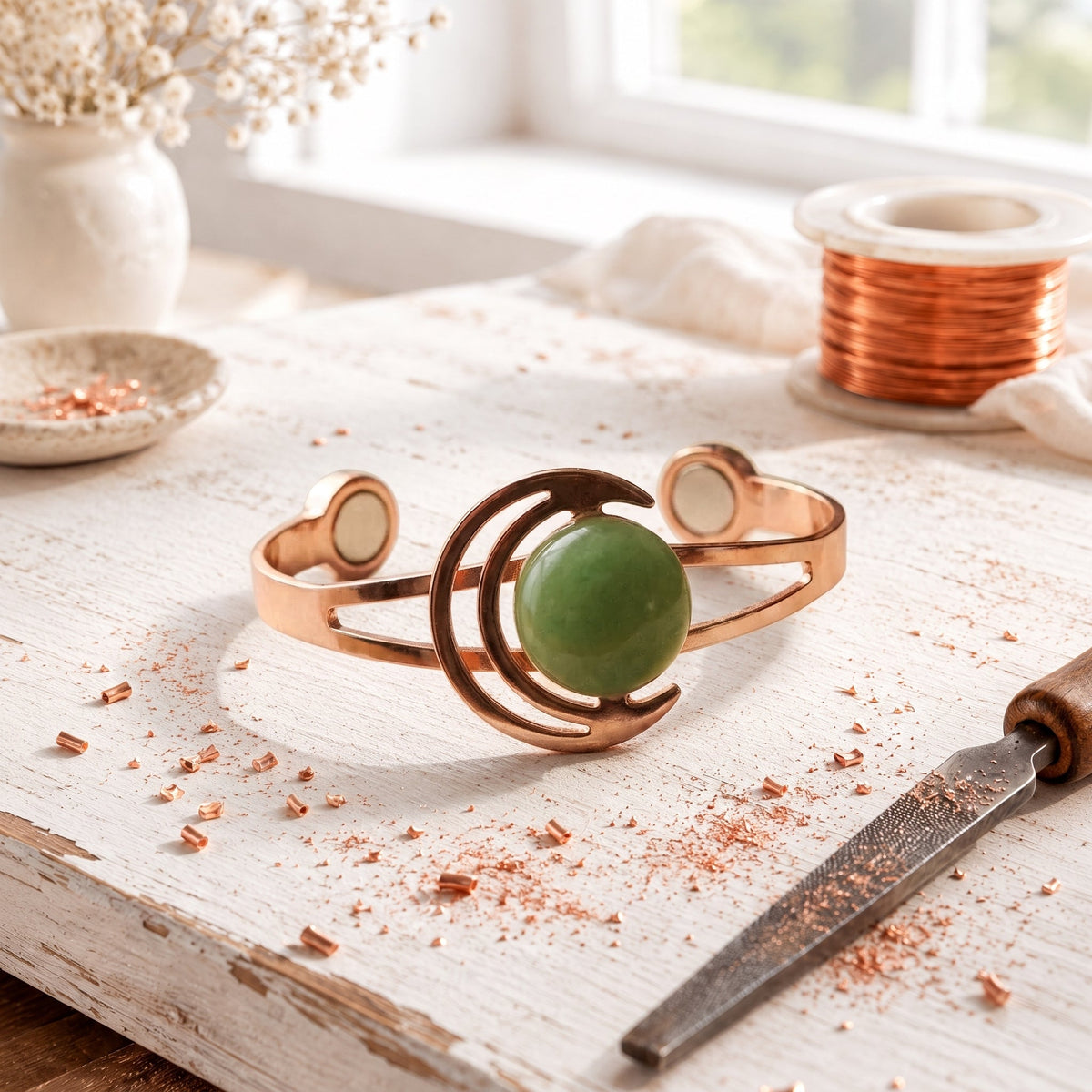 Brazalete Lunara de Cobre Verde