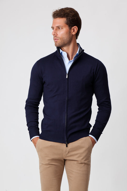 Rino – Jersey Hombre con Cremallera Azul Elegante