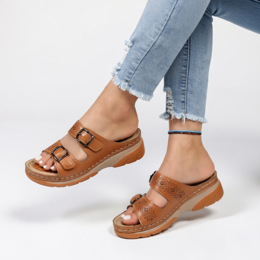 Jardinelle™ — Sandalia Cuna Doble Correa Hebilla Confort