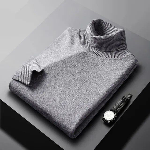 | PULL EN MAILLE À COL ROULÉ POUR HOMME