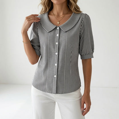 Zélie™ — Blusa de Mangas Abullonadas a Rayas