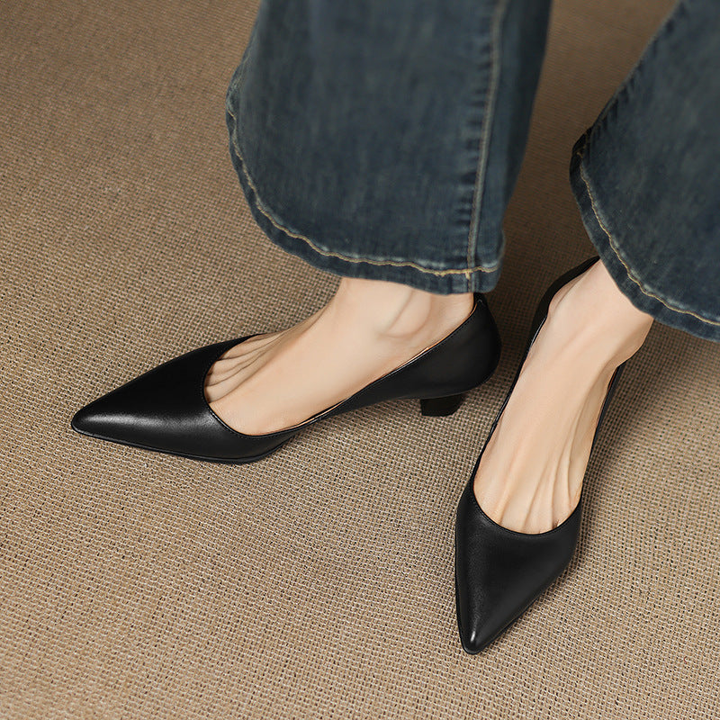 Tacones Kitten de Cuero Calenne