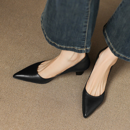 Tacones Kitten de Cuero Calenne