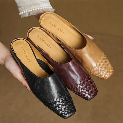 Mules de Cuero Genuino Viola