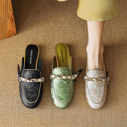 Marisa | Mules Mocasín con Cadena Decorativa