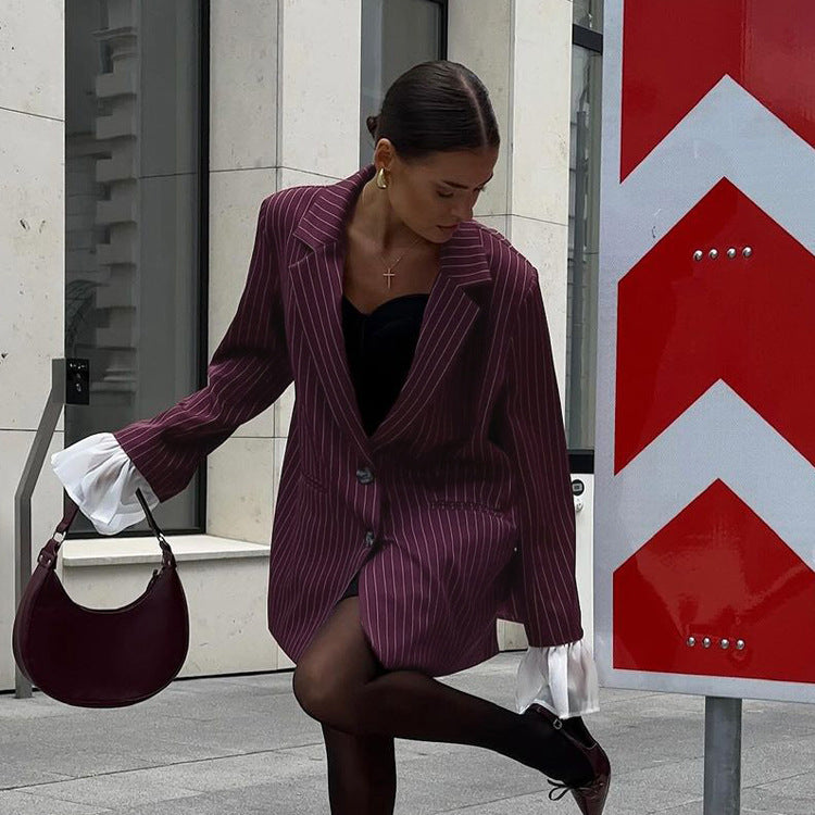 FIORA - Blazer rojo vino