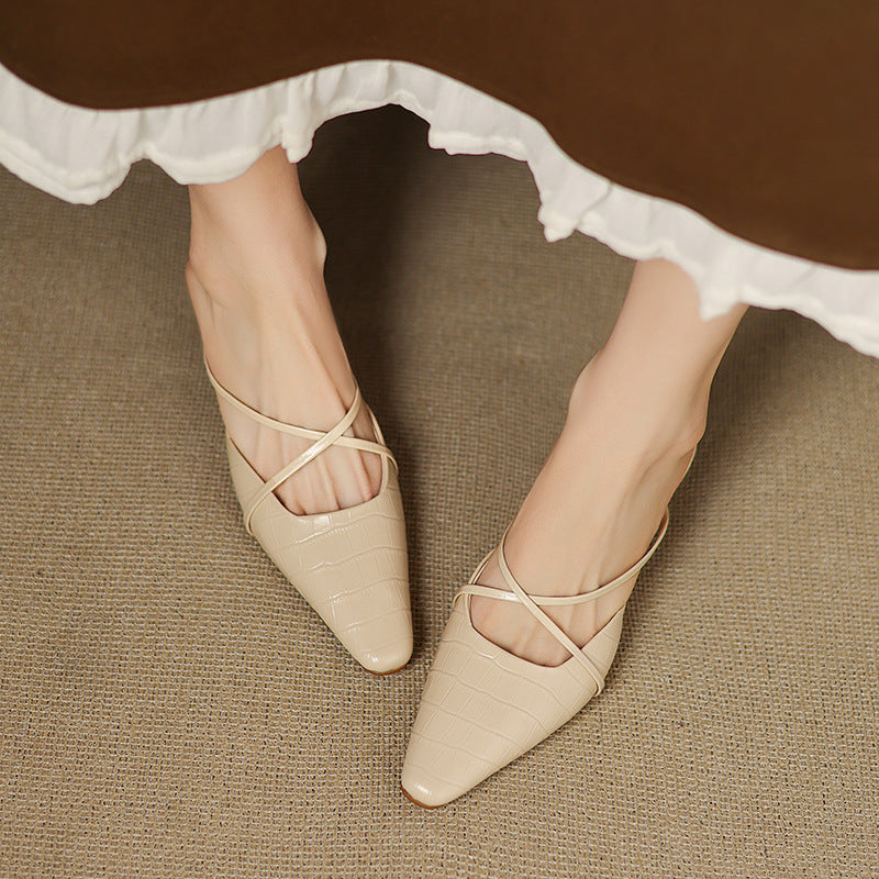 Cris | Mules de Punta con Tiras Cruzadas