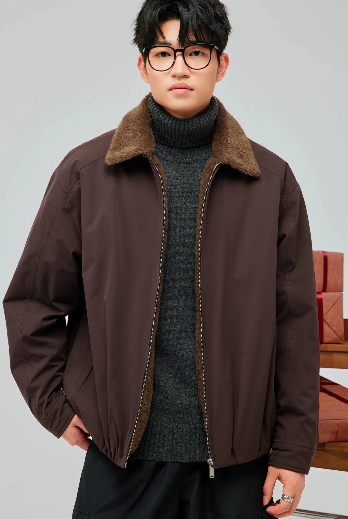 Chaqueta Casual con Cuello de Franela Leonardo