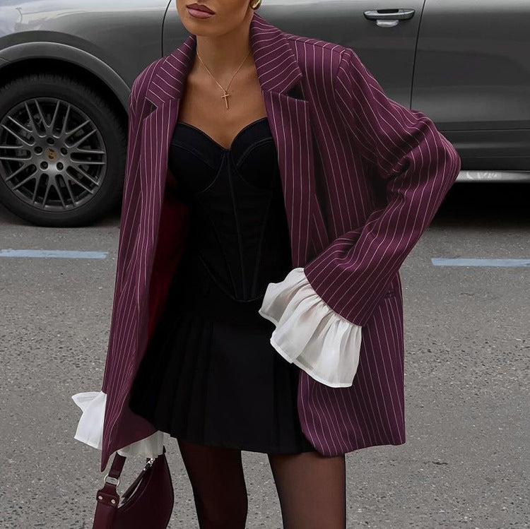 FIORA - Blazer rojo vino